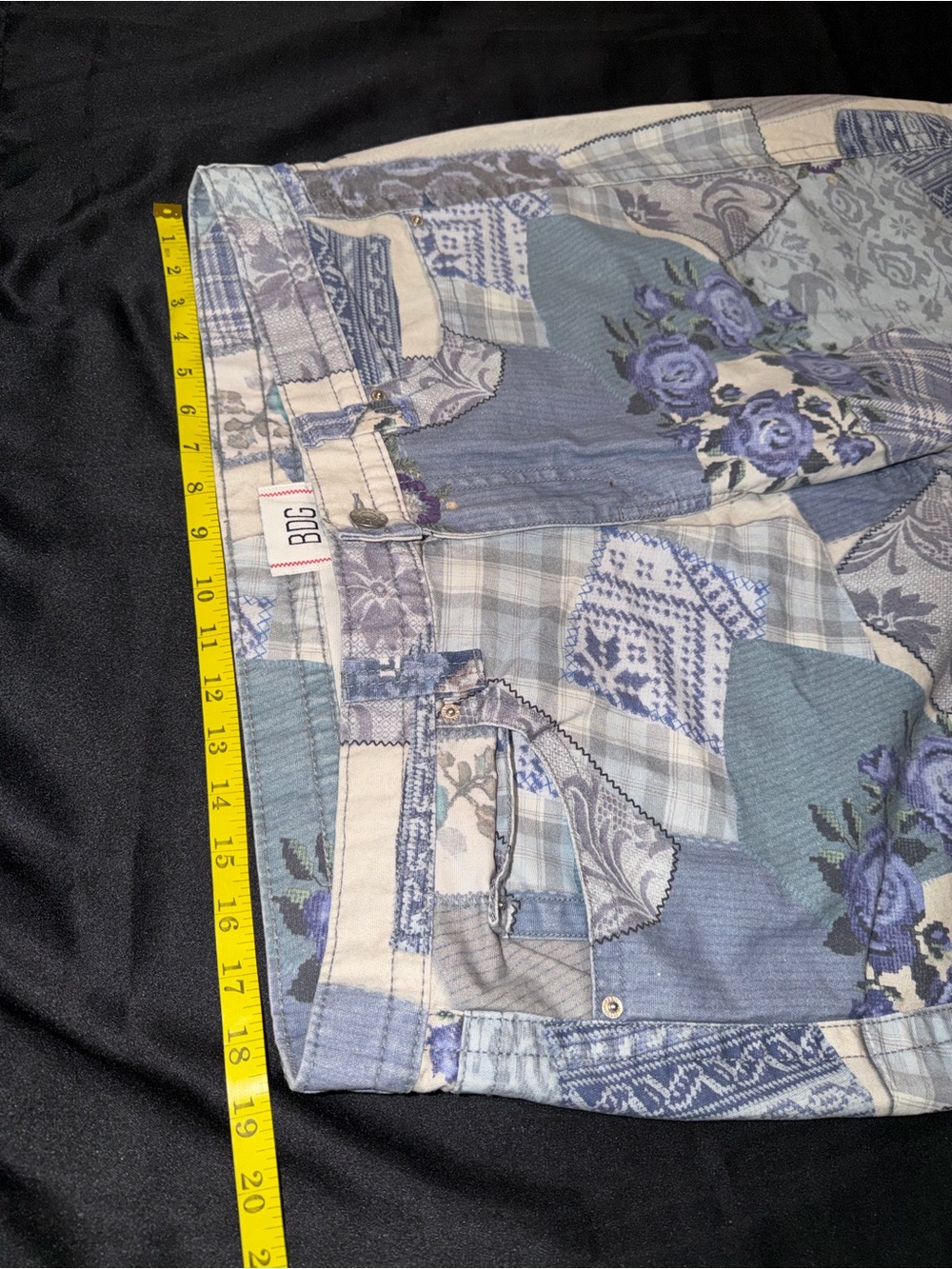 BDG Urban Outfitters Kayla Patchwork Wide Leg Pants Size 33 Low Rise Cottagecore - Picture 7 of 13